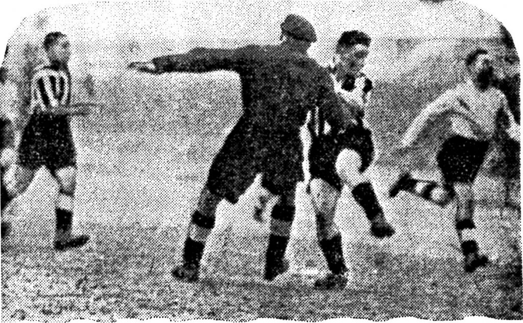 Wynn scoring the first of his three goals against Darlington.