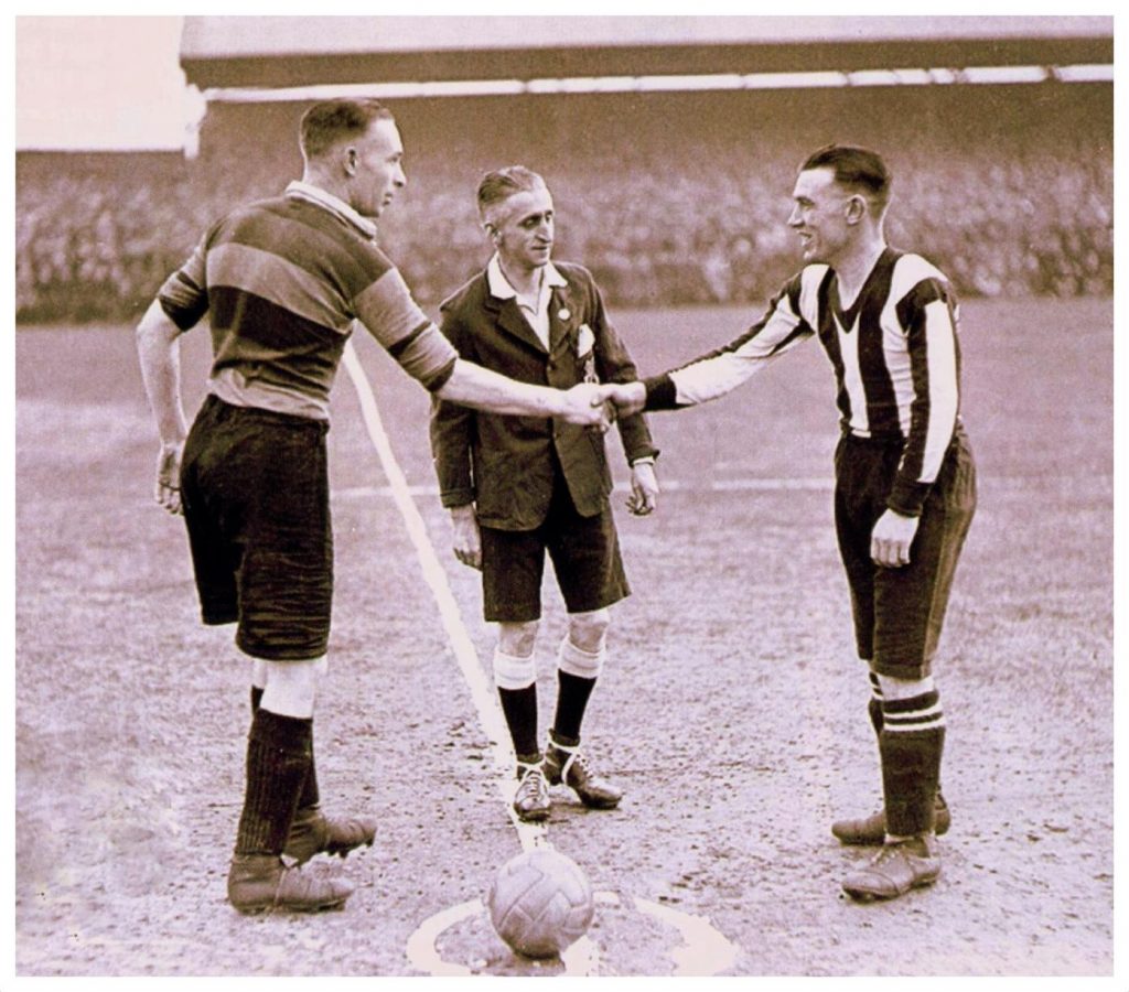 February 1931 SFC (stripes) Vs Bradford PA in FA Cup which Port won 1-0 - for a place against Everton in the 6th Round