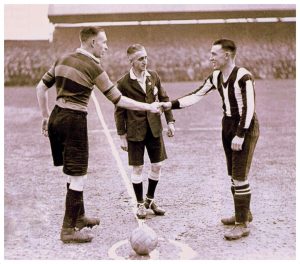 February 1931 SFC (stripes) Vs Bradford PA in FA Cup which Port won 1-0 - for a place against Everton in the 6th Round