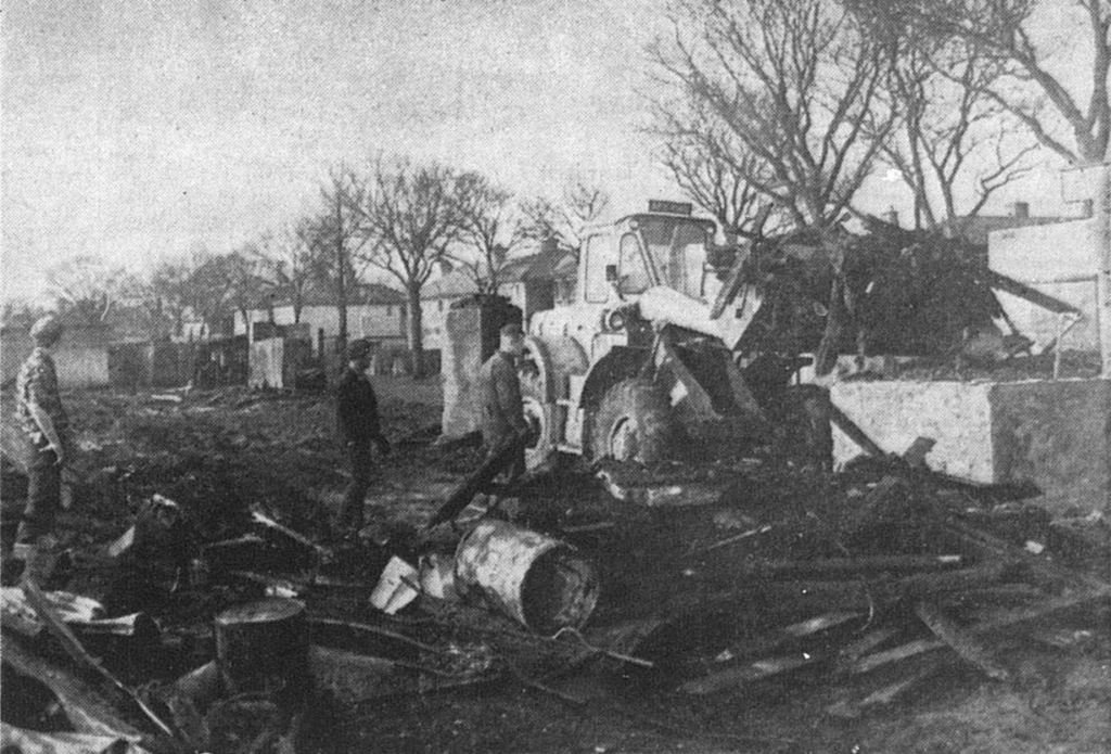 The clean up after the fire begins